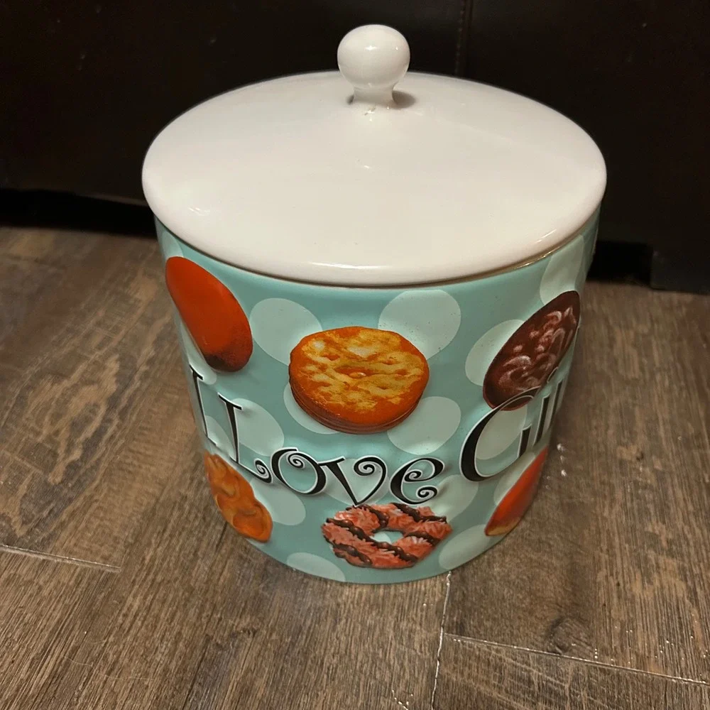 Rare Collectible Girl Scout Cookie Jar - 2006 Ceramic Blue‎ Large 4 Quarts